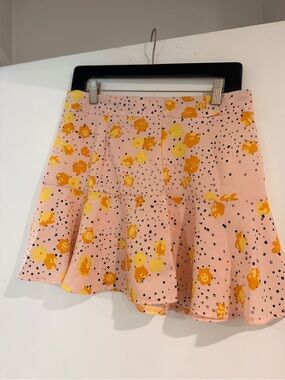 Nasty Gal Pink Floral Circle Skirt with Yellow & Orange Blooms